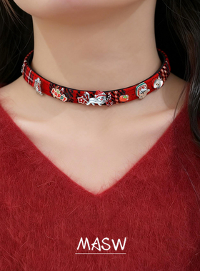 MASW麻秀可爱新年款猫猫项链百搭