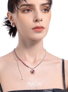 MASW麻秀个性扑克牌甜酷风项链