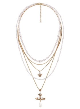 MASW麻秀复古金珍珠项链多层百搭