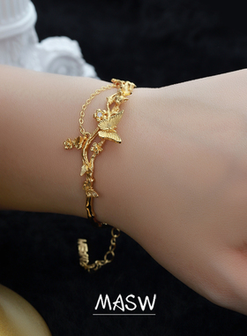 MASW麻秀可爱蝴蝶猫猫手镯高级感