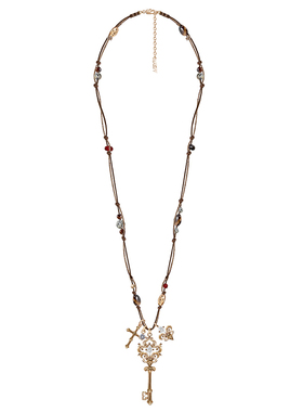 MASW麻秀复古浮雕编绳钥匙毛衣链