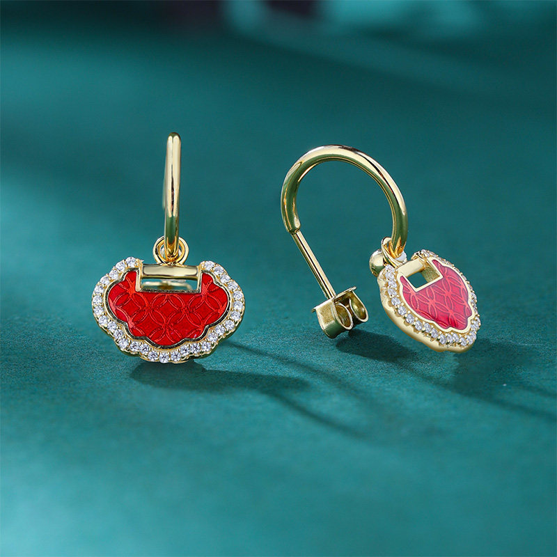 故宫龙年文创称心如意纯银镀金耳钉节日宫里的世界送生日礼物礼品