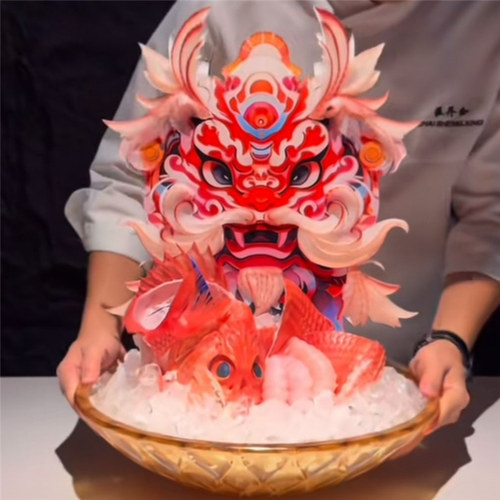 海鲜姿造3D鱼雕板透明板亚克力形状板线条鱼板刺身鱼雕装饰品背景 - 图2