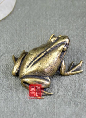 纯黄铜仿古小青蛙摆件实心桌面