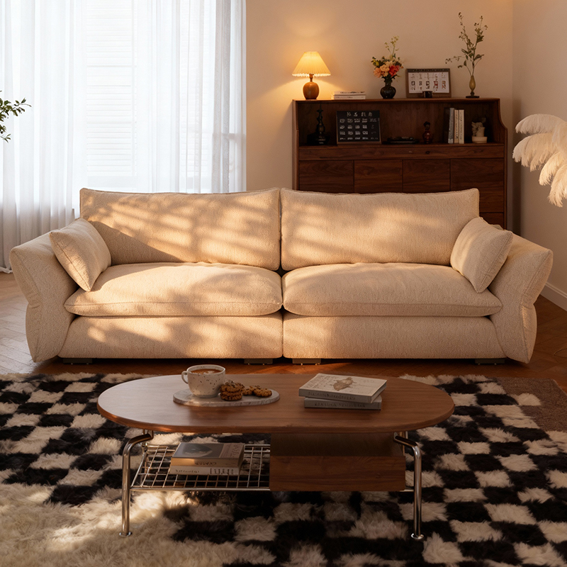 艺潮匠2025新款多巴胺风小户型客厅雪尼尔绒可拆洗布艺沙发格拉朵 - 图1