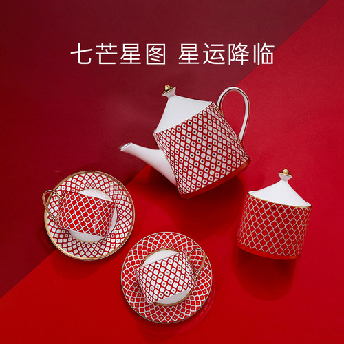 [新婚礼物]俄皇LOMONOSOV骨瓷STAR咖啡杯子高档精致轻奢套装礼盒 - 图0