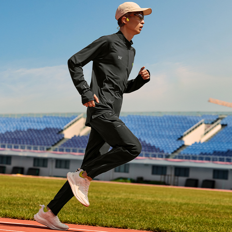 361后浪运动t恤男2025春秋新款男士立领半开襟运动上衣速干长袖T - 图2