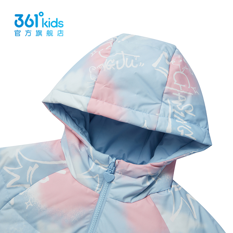 【商场同款】361童装女童两面穿羽绒服2024秋冬新款防风连帽外套 - 图1