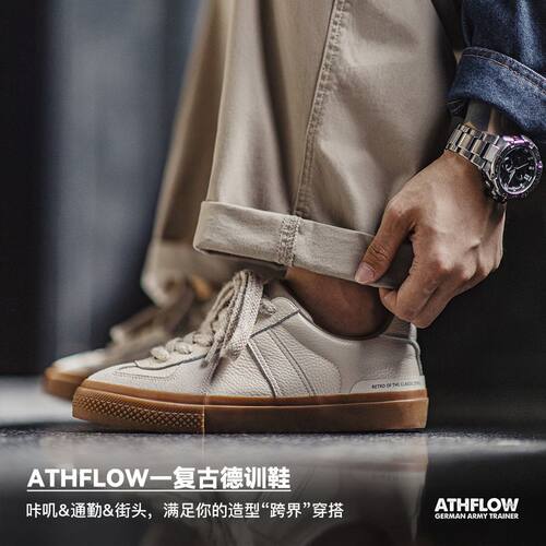 马登工装复古德训鞋百搭头层牛皮阿甘小白鞋新款休闲厚底板鞋男潮 - 图0