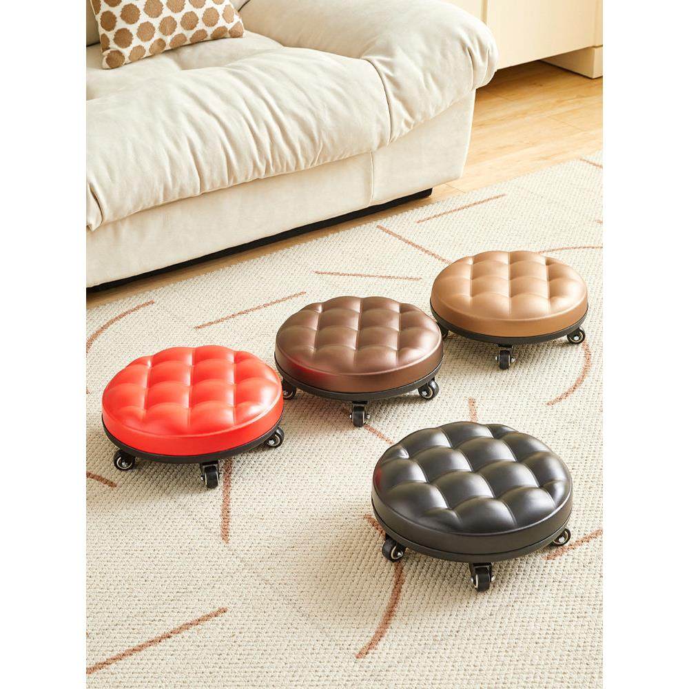 家用美缝凳子滑轮矮凳带轮小凳子带娃儿童学步凳可移动换鞋凳圆凳,淘宝优惠券,粉丝福利购,淘宝优惠卷