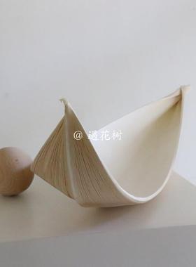 ins小众植物摆件天然木白色烛台托盘进口家居饰品工作室软装民宿