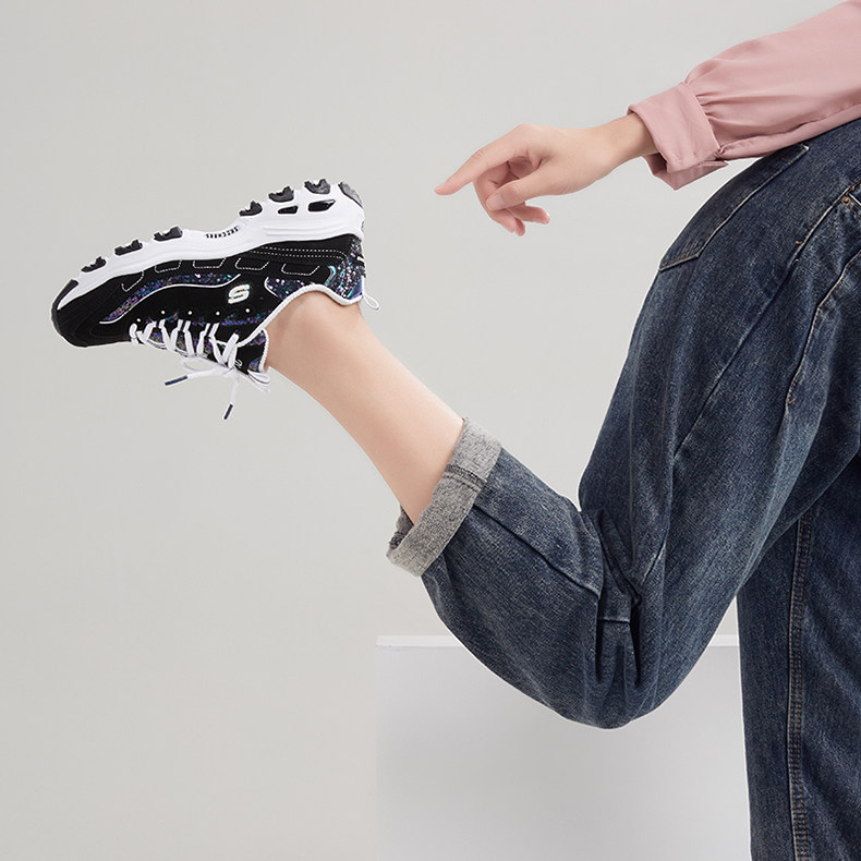skechers亮片复古老爹熊猫鞋女鞋 skechers英特斯博板鞋/休闲鞋