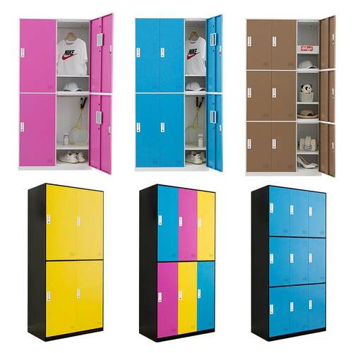 彩色员工更衣柜铁皮柜健身房存包柜浴室换衣柜感应锁密码锁储物柜 - 图3