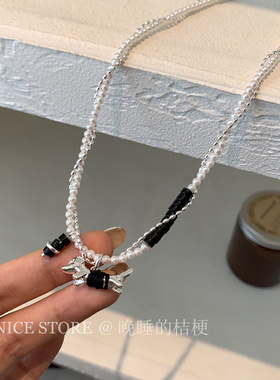 晚睡的桔梗「宠乐园」日韩叠戴小狗珍珠缠绕项链时尚ins锁骨链
