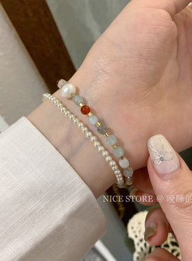 晚睡的桔梗I红玛瑙珍珠手链