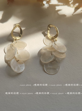 仙女长款贝壳耳环海边耳饰