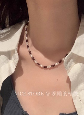 售完无补「相思都」复古轻奢红豆珍珠项链高级感小众气质锁骨链