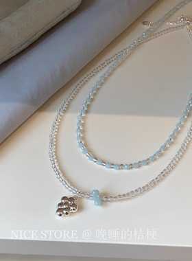 晚睡的桔梗I清透蓝葡萄串项链