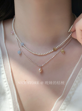 晚睡的桔梗I糖果珍珠项链