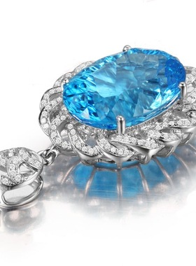 POLYSUTT奢华微镶群镶锆石蓝宝石女吊坠仿真托帕石维多利亚项链