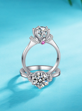 抖音快手直播为爱加冕开口戒指 八心八箭锆石仿莫桑钻石活口女戒