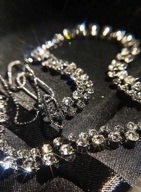 小众设计微镶满钻金属链条拼接锆石锁骨链个性网红伸缩项链女颈链