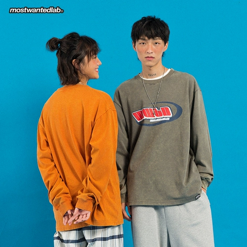 MothWantedLab 20FW Retro Old Logo Printed Long -Sleeved T -Fork National Pare Pare Top Mwtd