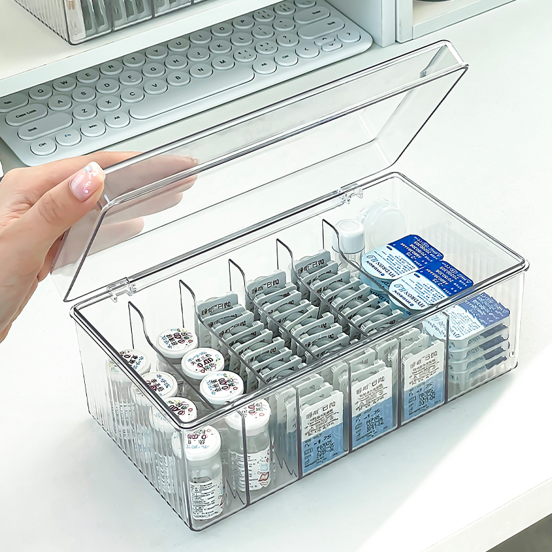 美瞳日抛收纳隐形眼镜盒抗压便携多格多副大容量桌面亚克力置物架 - 图0
