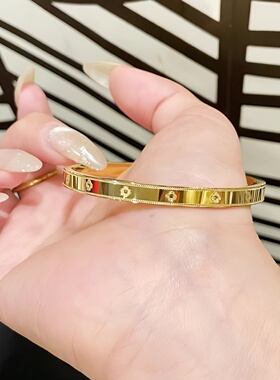 古法金包银四叶草手镯万花筒手环