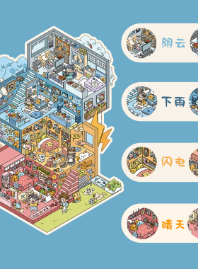 朝釉造景贴纸170公寓系列创意多