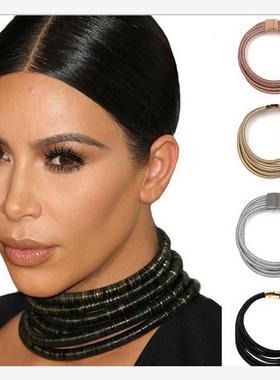 欧美时尚choker多层项炼