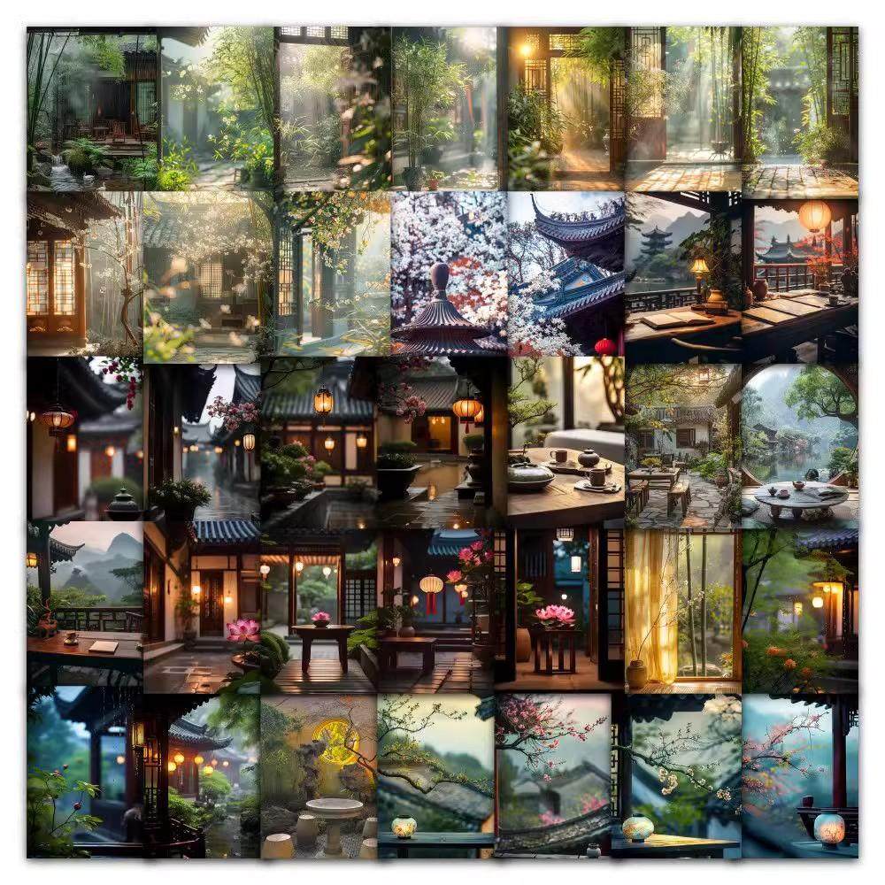 126张禅意清新唯美治愈风景贴纸装饰手账笔记本DIY桌面防水小贴画,淘宝优惠券,粉丝福利购,淘宝优惠卷