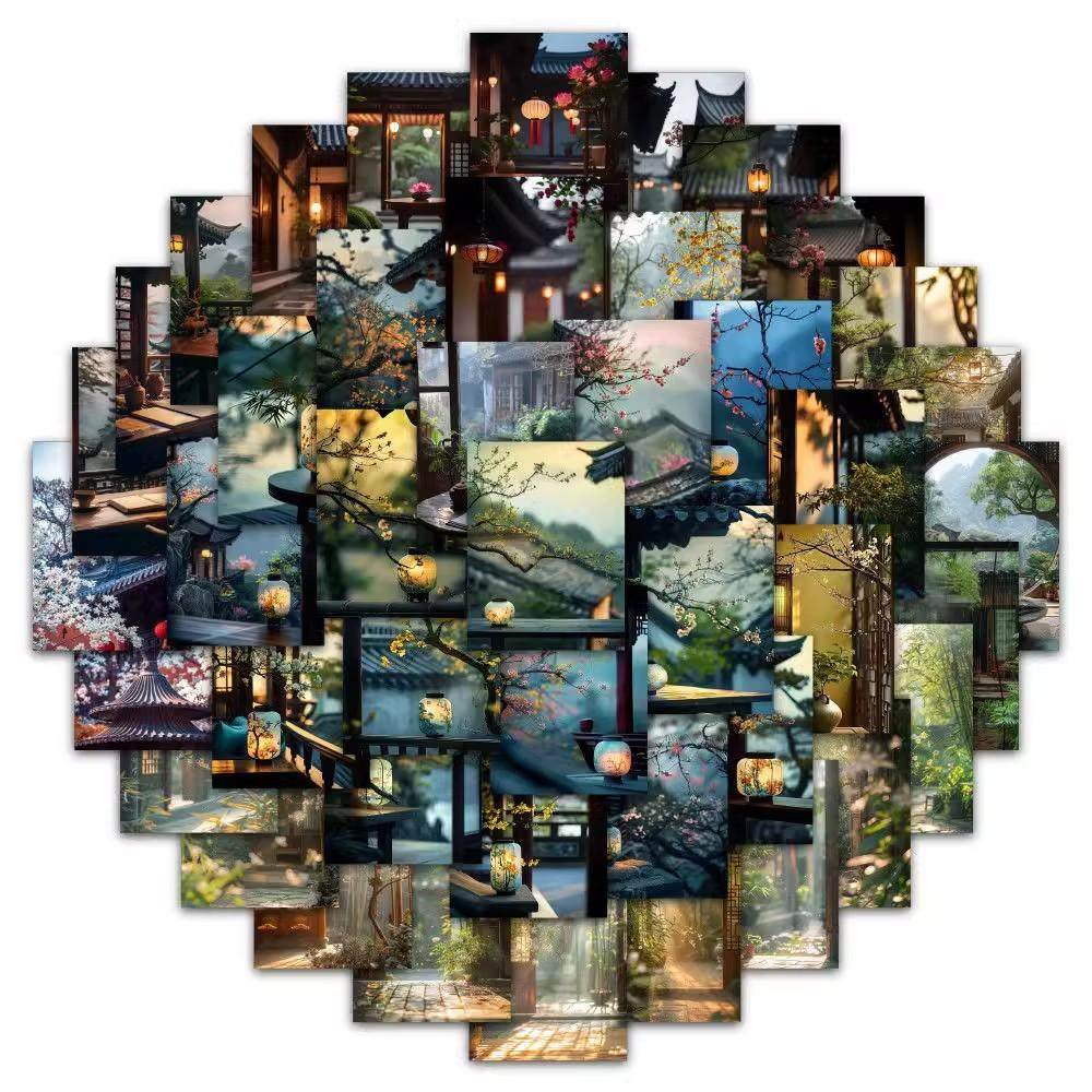 126张禅意清新唯美治愈风景贴纸装饰手账笔记本DIY桌面防水小贴画,淘宝优惠券,粉丝福利购,淘宝优惠卷