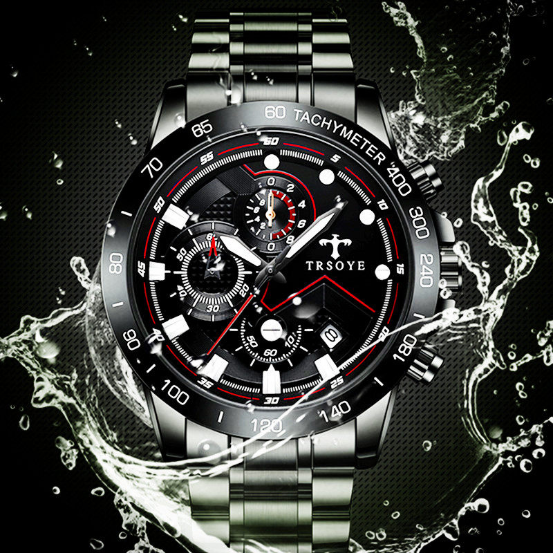 钢带皮带霸气商务全自动炫酷石英表 clnai国产腕表