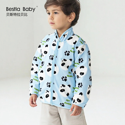 儿童法兰绒外套秋季保暖男童秋天外套女童居家外搭加绒加厚摇粒绒