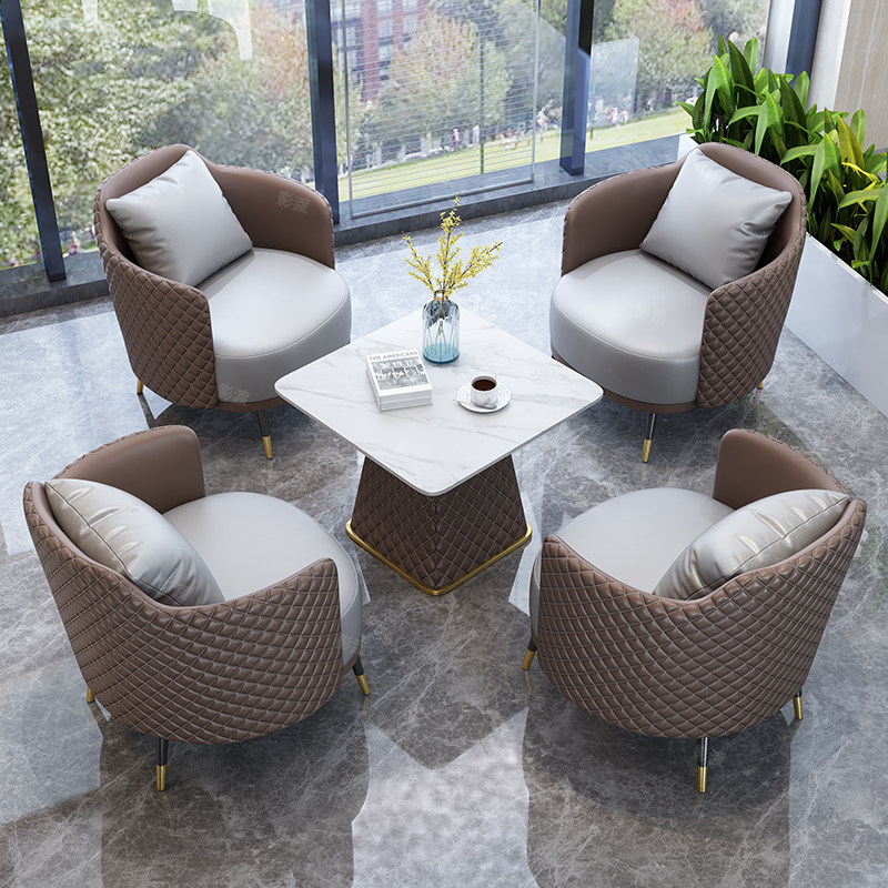 简约轻奢单人沙发茶几组合休闲酒店接待售楼处洽谈桌椅美容院会客,淘宝优惠券,粉丝福利购,淘宝优惠卷