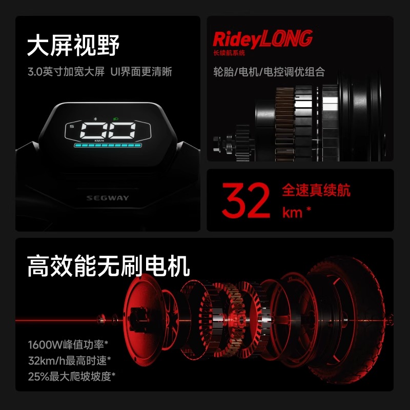 Ninebot九号滑板电瓶车ZT3Pro成人代步折叠电动越野踏板车新炫酷 - 图3