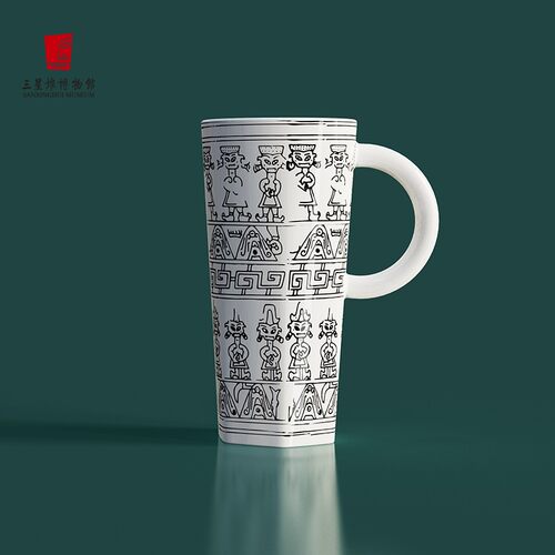 三星堆博物馆古蜀玉璋马克杯旅游纪念品陶瓷杯文创礼物杯子送朋友 - 图1