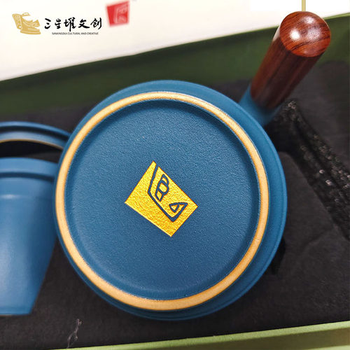 三星堆博物馆文创文明之源茶水分离杯手工办公礼品茶杯木柄高端 - 图2