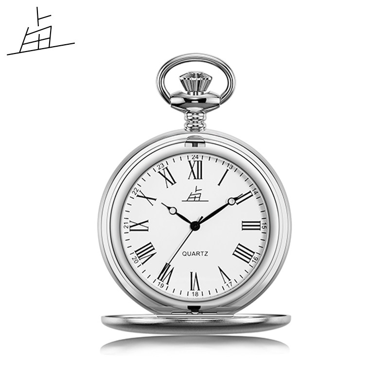 上海老乱复古全钢石英大数字怀表 老乱国产腕表