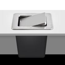 Countertop Flush bin Home 304 Stainless Steel Kitchen Cabinet Hearth Table Sink Invisible Cleaning Barrel