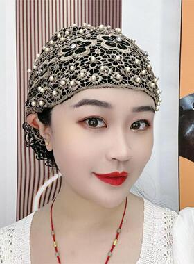 夏季遮白发头饰民族纱巾帽女