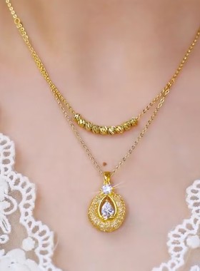 超闪双层转运珠金丝镂空平安扣项链女网红爆款时尚轻奢高级感项链