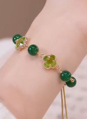 新款四叶花珠珠手链女轻奢百搭