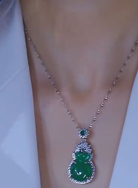 新中式绿色葫芦项链女网红爆款