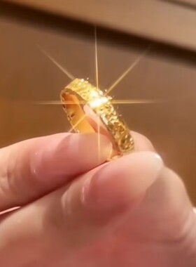 爆闪金色碎碎冰轻奢情侣戒指