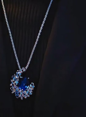 新款蓝色水滴毛衣链女网红爆款气质百搭高级感小众设计感毛衣链女