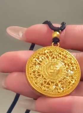 新中式圆形八宝罗盘项链女网红爆款轻奢气质百搭小众设计感项链女