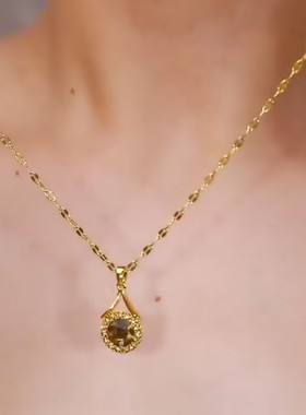 欧美风咖色水滴项链简约小众设计感爆款轻奢气质百搭时尚精美项链