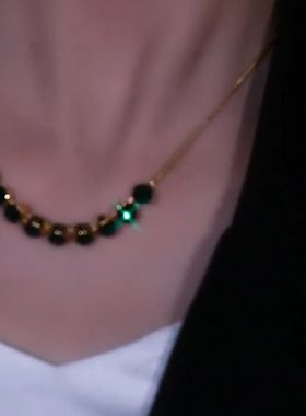高级感绿色锆石女网爆款锁骨链